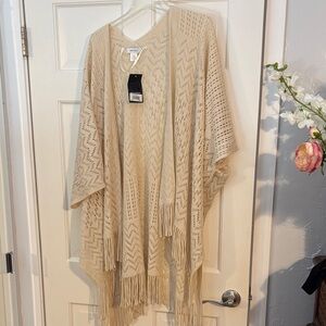 Nine West Cream Knit Top with Fringe